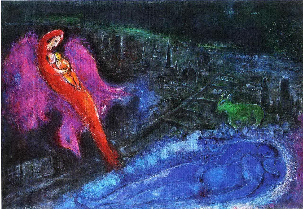 セーヌ川にかかる橋 現代マルク・シャガール油絵